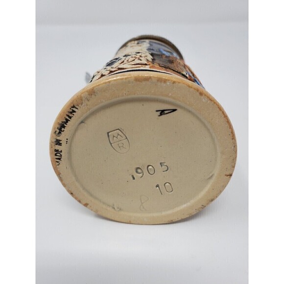 VINTAGE MARZI AND REMY POTTERY LIDDED BEER STEIN 1905 GERMANY - Picture 12 of 12